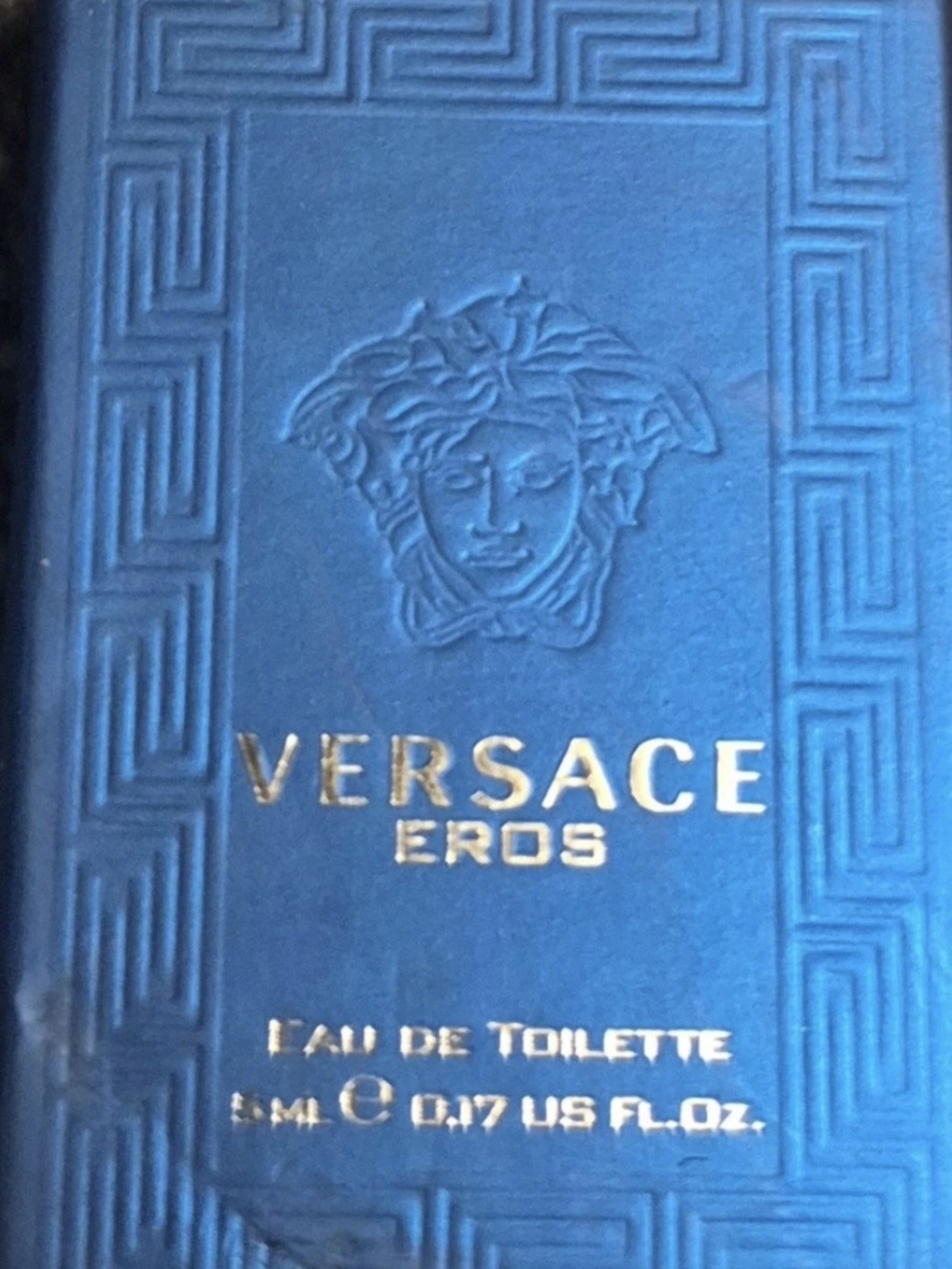 Versace Eros Blue Box with Gold Lettering